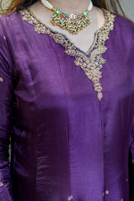 Purple Banarasi Anarkali Suit Set with Dupatta