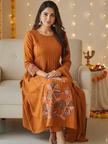 MADHAVI Pure Cotton Kurta Pant Dupatta Set for Women