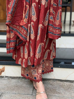 Jaipuri Maroon Cotton Suit Set for Women with Dupatta