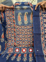 Jaipuri Blue Cotton Suit Set for Women with Dupatta
