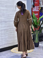 Jaipuri Cotton Gown with Hand Embroidery & Bagru Print