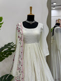 Ivory Chinon Silk Anarkali Suit Set