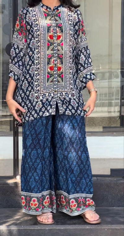 Women's Pure Natural Crape Floral Printed Co-Ord Set