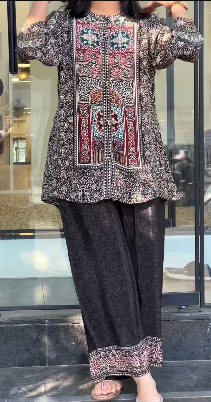 Women's Pure Natural Crape Printed Co-Ord Set
