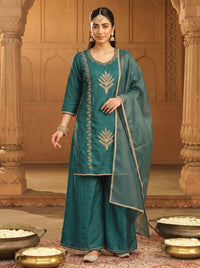 Rama Silk Blend Embroidered Suit Set