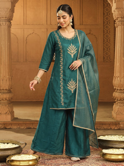 Rama Silk Blend Embroidered Suit Set