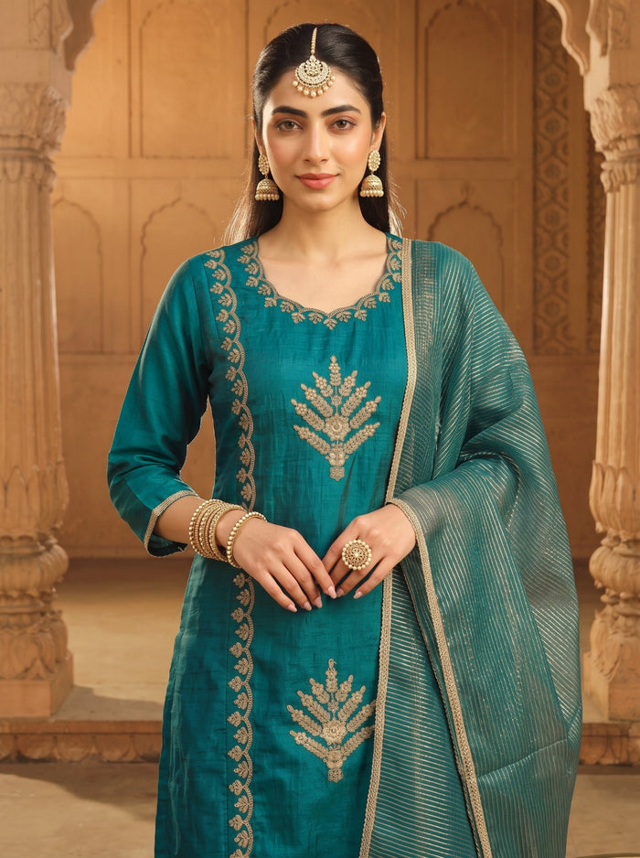 Rama Silk Blend Embroidered Suit Set