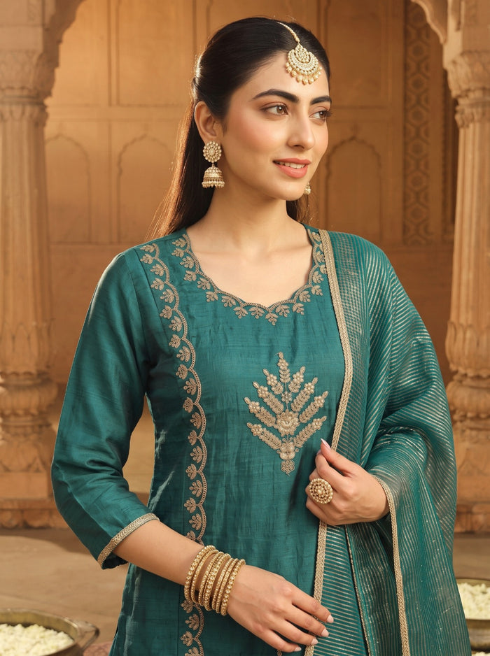 Rama Silk Blend Embroidered Suit Set