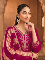 Rani Pink Vichitra Silk Kurta Pant Set