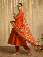 Orange Vichitra Silk Festive Kurta Set