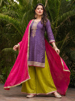 Royal Plum Embroidered Silk Suit Set