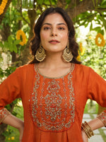 Amber Orange Vichitra Silk Suit Set