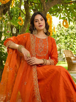 Amber Orange Vichitra Silk Suit Set