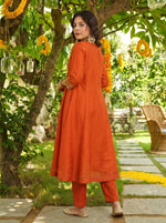 Amber Orange Vichitra Silk Suit Set