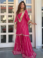 Rani Pink Viscose Zari Kurta Pant Set