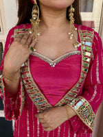 Rani Pink Viscose Zari Kurta Pant Set
