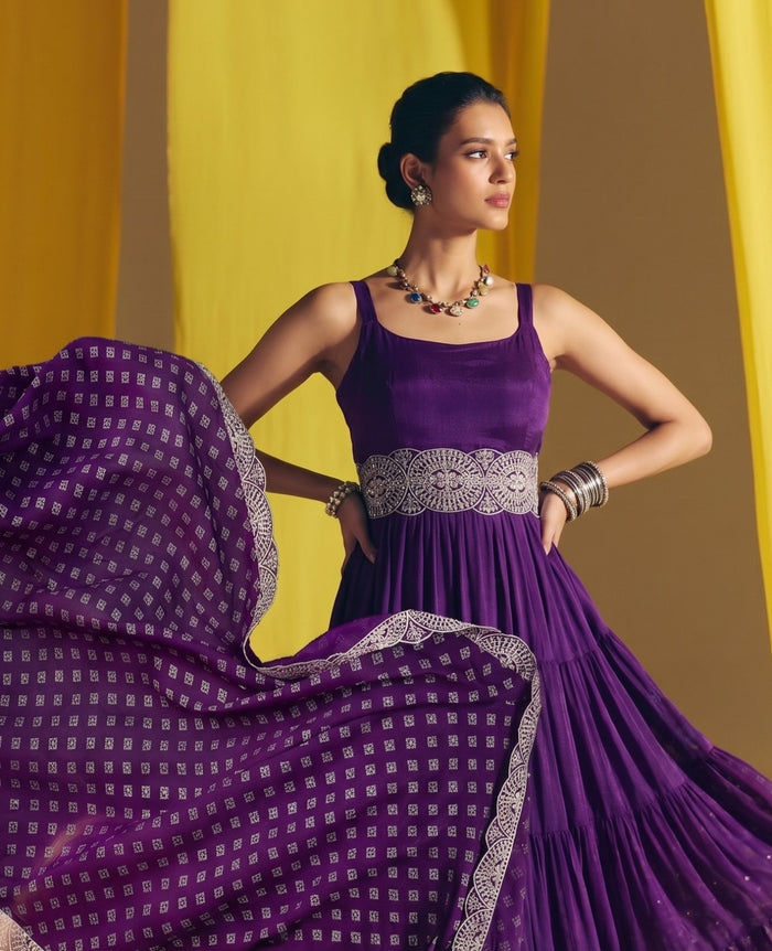 Wine Vichitra Silk Ethnic 3-Piece Suit Set