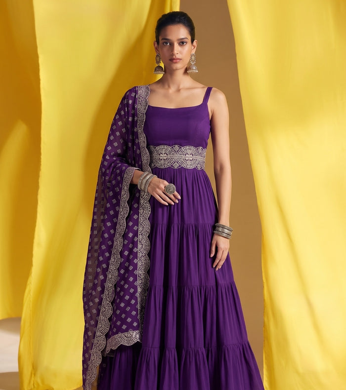 Wine Vichitra Silk Ethnic 3-Piece Suit Set