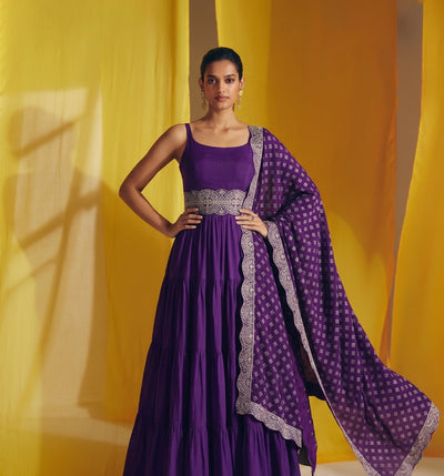 Wine Vichitra Silk Ethnic 3-Piece Suit Set