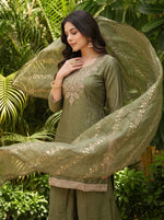Mehndi Silk Blend Kurta Set