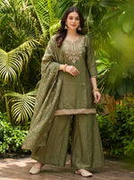 Mehndi Silk Blend Kurta Set