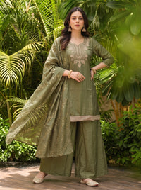 Mehndi Silk Blend Kurta Set