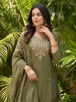 Mehndi Silk Blend Kurta Set