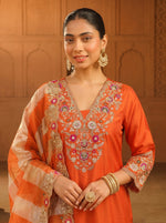 Orange Silk Blend Kurta Set