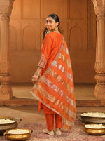 Orange Silk Blend Kurta Set