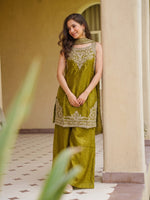 Olive Green Fandy Kurta Set