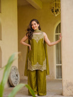 Olive Green Fandy Kurta Set