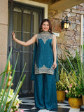 Teal Blue Fandy Kurta Set