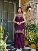 Wine Fandy Silk Kurta Set