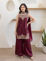 Maroon Fandy Silk Kurta Set