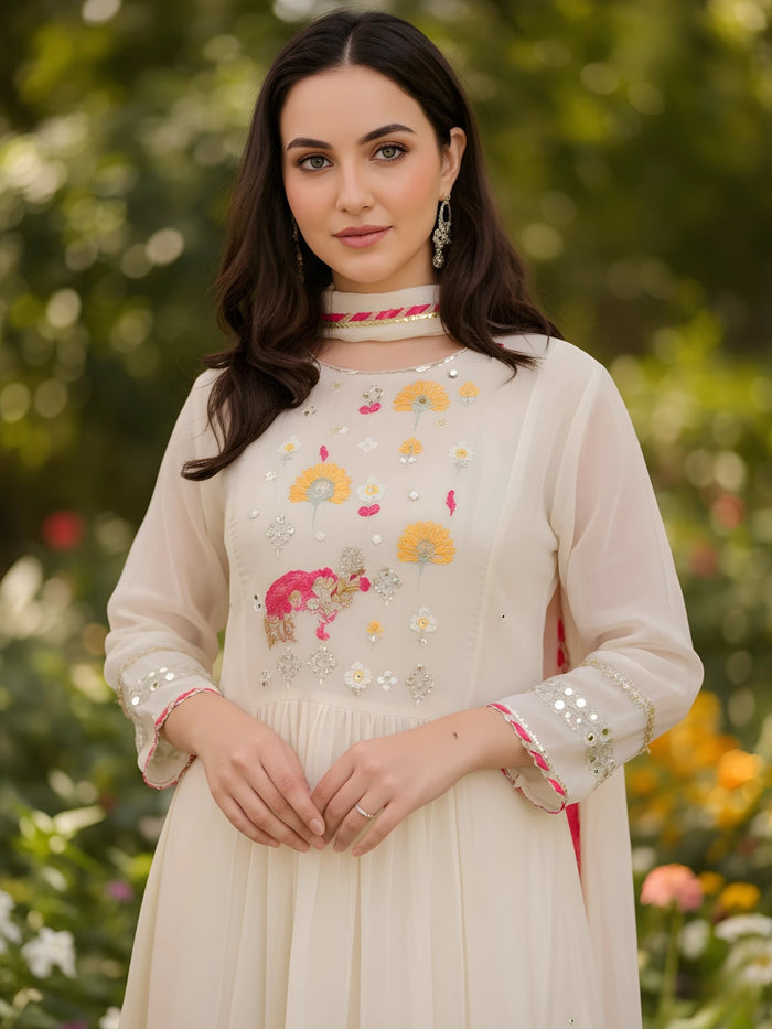 White Georgette Kurta Set