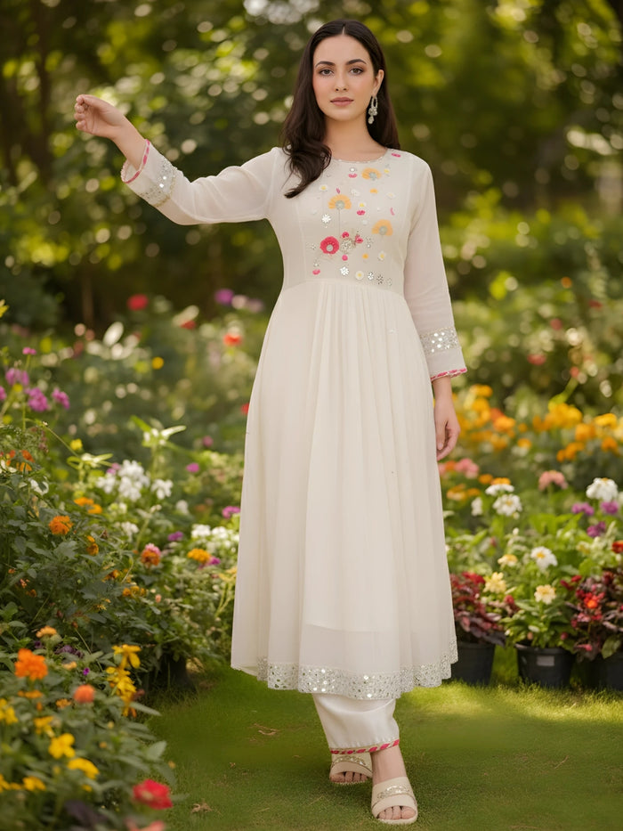 White Georgette Kurta Set