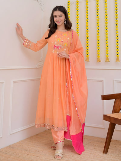 Peach Georgette Kurta Set