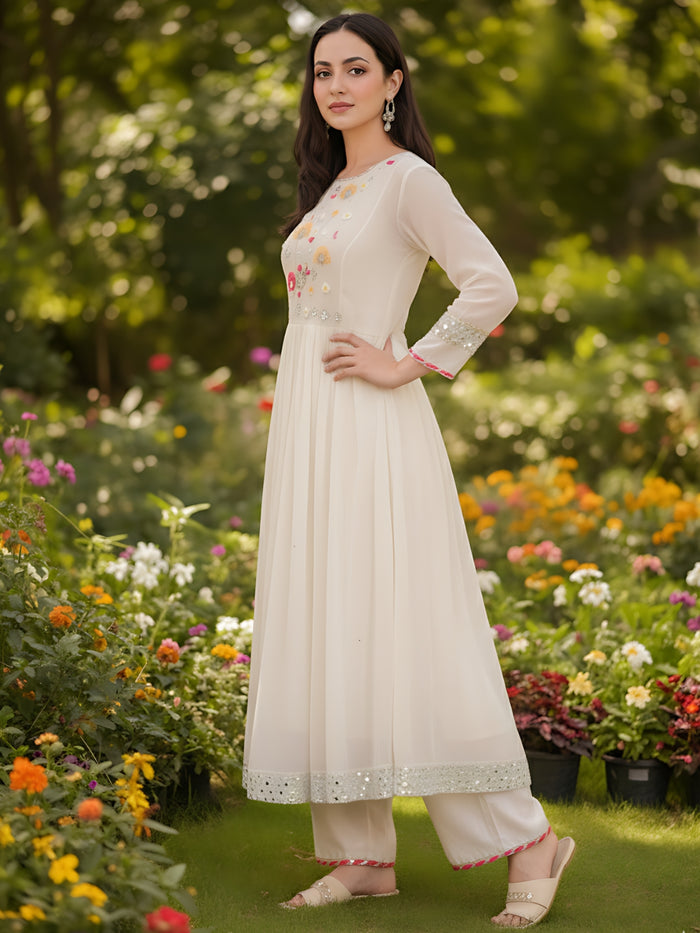 White Georgette Kurta Set