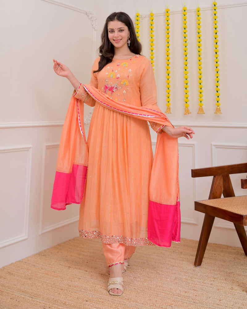 Peach Georgette Kurta Set