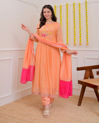 Peach Georgette Kurta Set