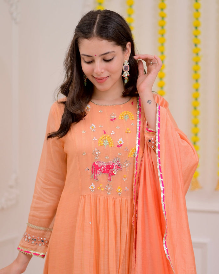 Peach Georgette Kurta Set