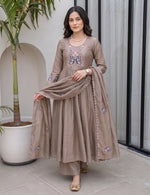 Chiku Vichitra Silk Embroidered Kurta Set