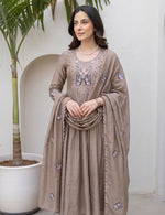 Chiku Vichitra Silk Embroidered Kurta Set