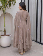 Chiku Vichitra Silk Embroidered Kurta Set