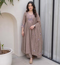 Chiku Vichitra Silk Embroidered Kurta Set