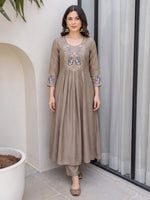 Chiku Vichitra Silk Embroidered Kurta Set