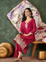 Pink Silk Embroidered Kurta Set