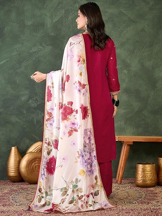 Pink Silk Embroidered Kurta Set