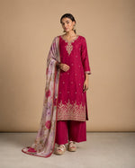 Pink Silk Embroidered Kurta Set
