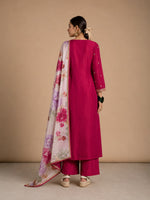 Pink Silk Embroidered Kurta Set